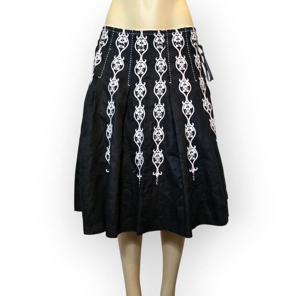 🖤🤍Y2K Linen Midi Skirt